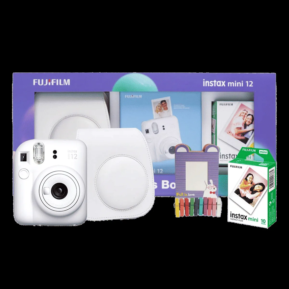 FUJIFILM Instax Mini 12 Moments Box Instant Camera with 20 Shots (Clay White)