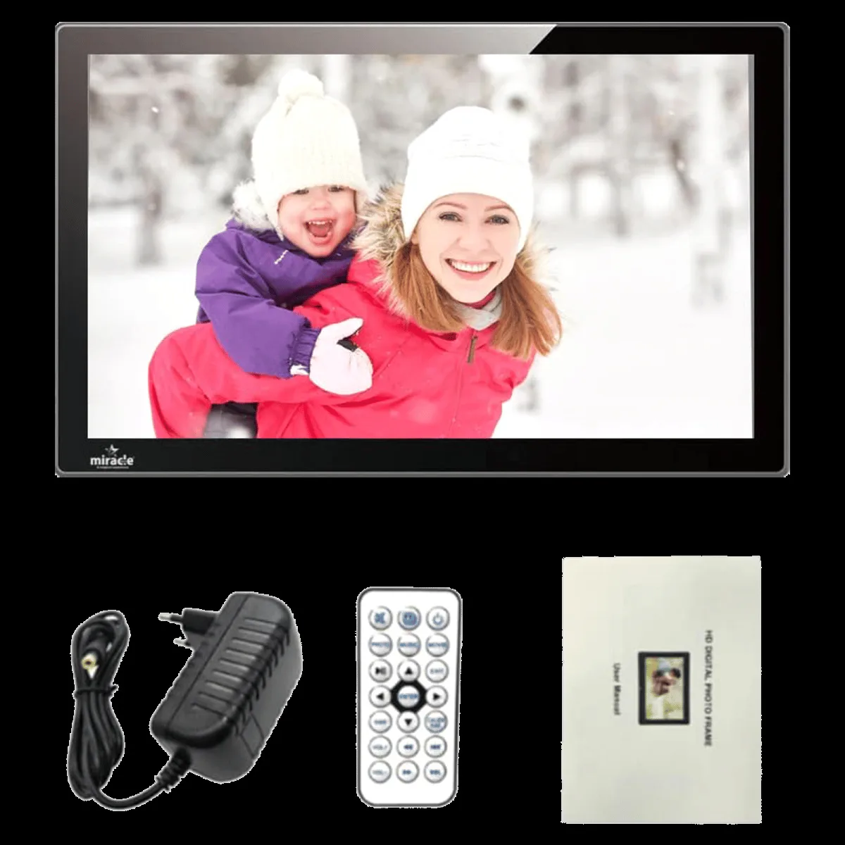 Miracle Digital 39.11cm (15.4 Inches) Digital Photo Frame (Stereo Speaker, MD005, Black)