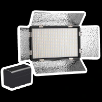 DigiTek D520B Com F750MU LED Video Light with Barndoor for Camera (Dual Color Temperature, Black)