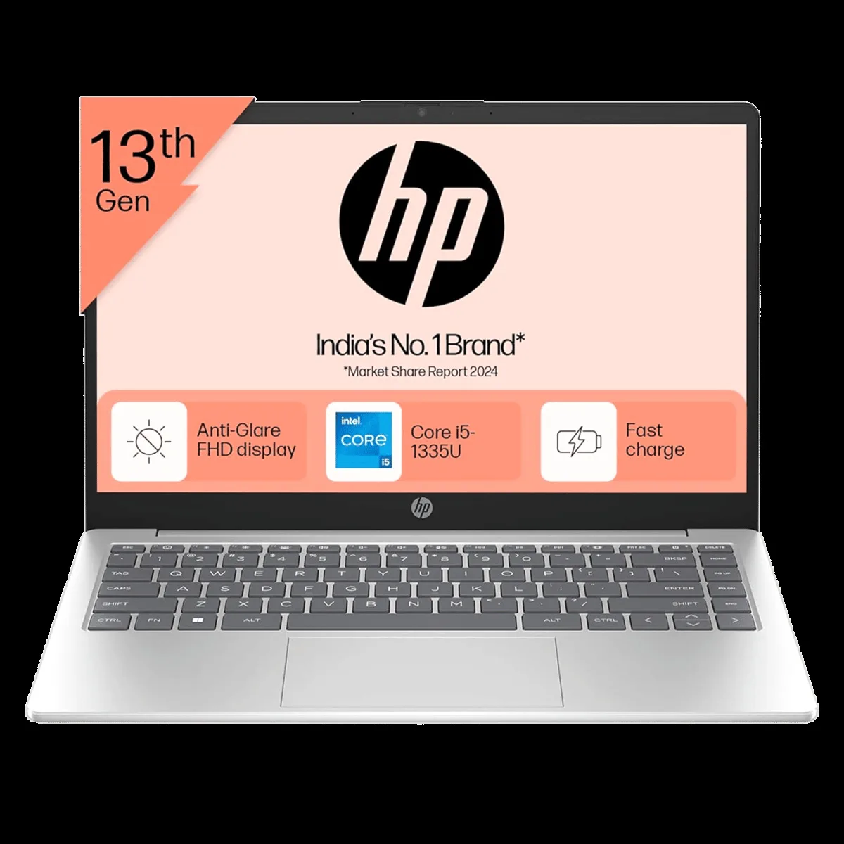 HP 14 gr0001TU Intel Core i5 13th Gen Thin & Light Laptop (16GB, 512GB SSD, Windows 11 Home, 14 inch Full HD Display, MS Office 2021, Natural Silver, 1.4 KG)