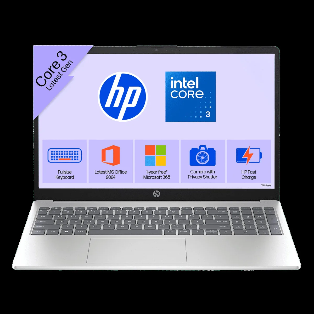 HP 15-fd1284TU Intel Core 3 Thin & Light Laptop (16GB, 512GB SSD, Windows 11 Home, 15.6 inch Full HD Display, Natural Silver, 1.65 KG)
