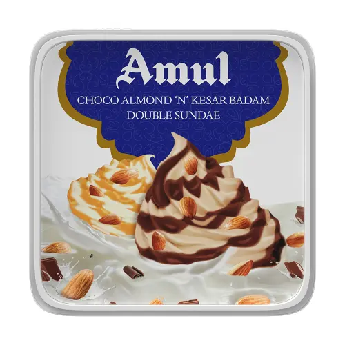 Amul Ice Cream Tub - Double Sundae Choco Almond 'N' Kesar Badam
