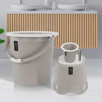 Kolorr Plastic Luxe Bath Set (Sand Stone) - Set Of 3