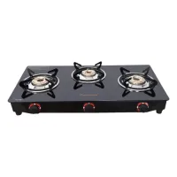 Butterfly Wave Stainless Steel Glass Top Gas Stove With Chopper - 3 Burners