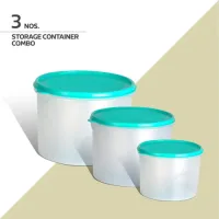 Belocopia Round Plastic Containers Aqua (Green) CFSC0045 - Set of 3