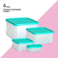 Belocopia Square & Rectangle Plastic Containers Aqua (Green) CFS0017 - Set of 4