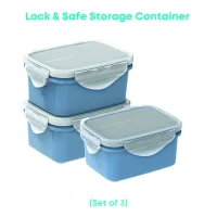All Time Plastic Lock & Safe Storage Container (450 ml) - Set Of 3
