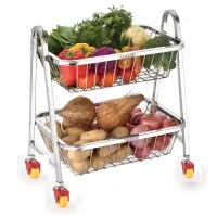 Priya Stainless Steel 2 Step Pyramid Vegetables Trolley