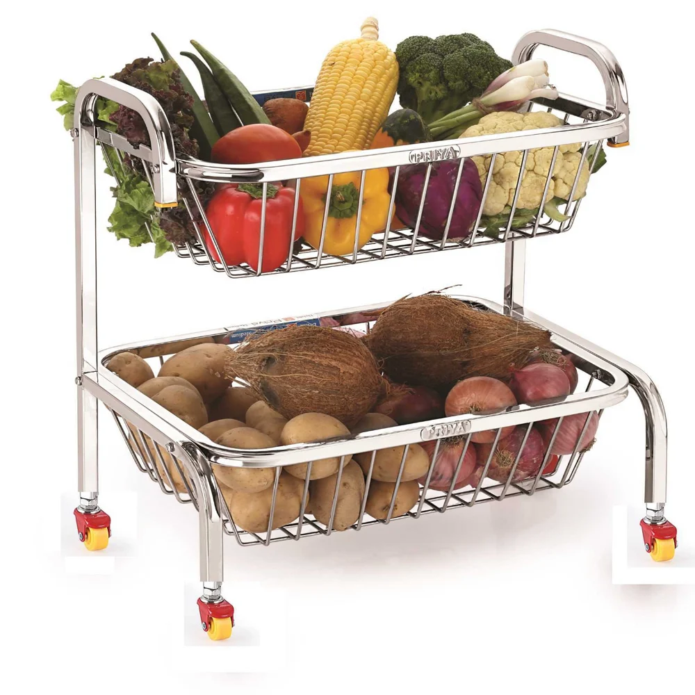 Priya Stainless Steel 2 Step Delsi Vegetables Trolley