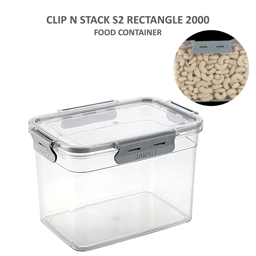 Jaipet S2 Clip & Stack Storage Box (Grey) - 2 L