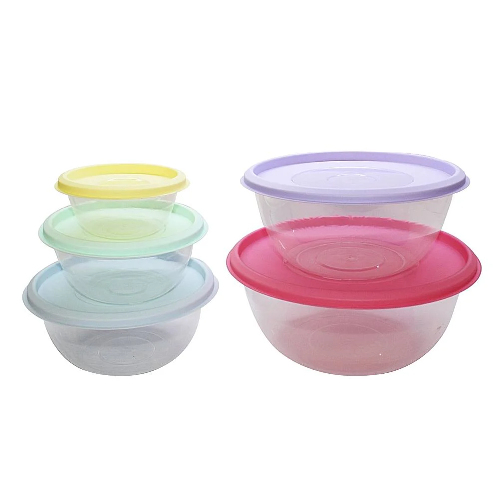 All Time Plastic Prism Round Storage Containers (Multicolour) - Set Of 5