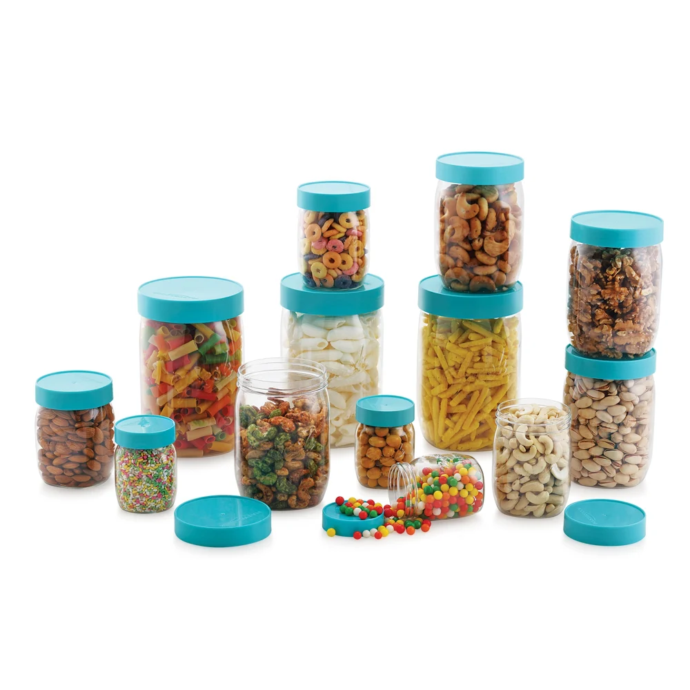 Mastercook Mason Multipurpose Storage Jar - Blue (12 Pieces)