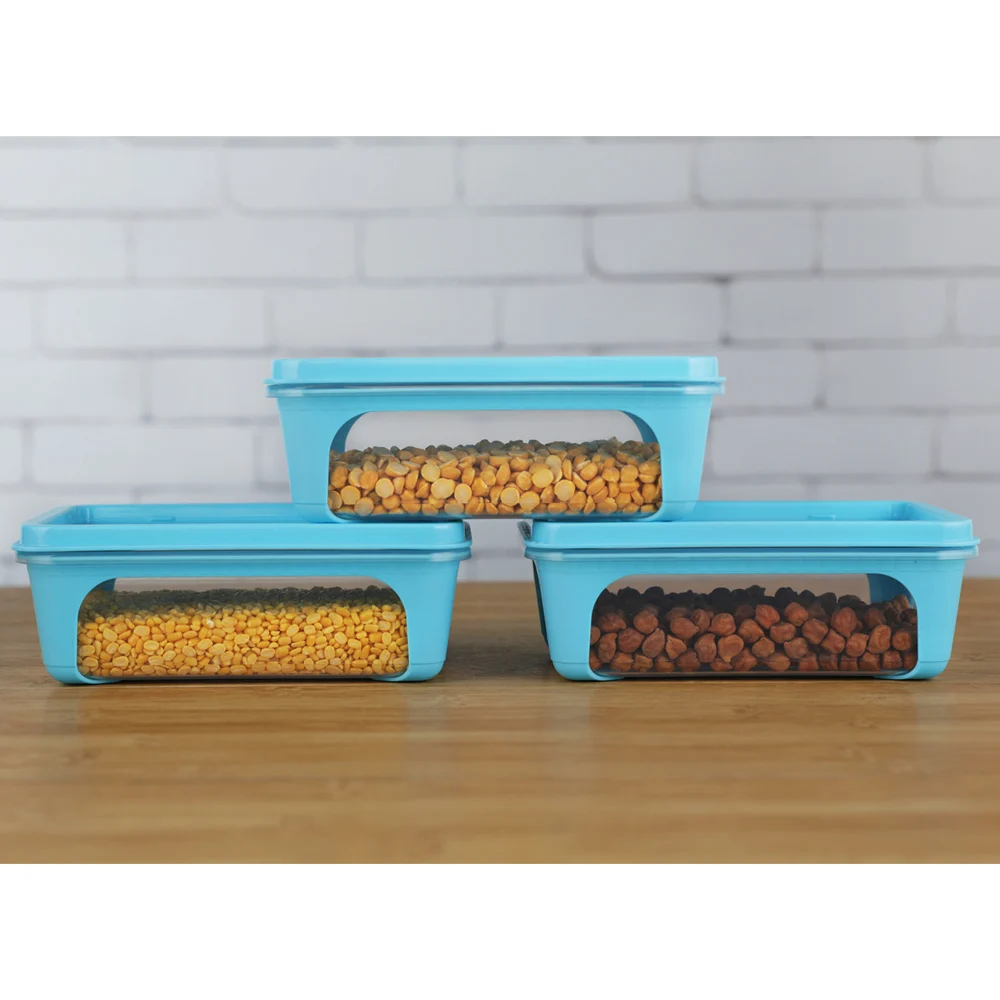 Unica 2K Rectangular Storage Container (Blue) 840 ml - Set of 3
