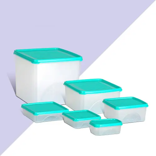Belocopia Square & Rectangle Plastic Containers Aqua (Green) CFS0015 - Set of 6