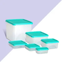 Belocopia Square & Rectangle Plastic Containers Aqua (Green) CFS0015 - Set of 6