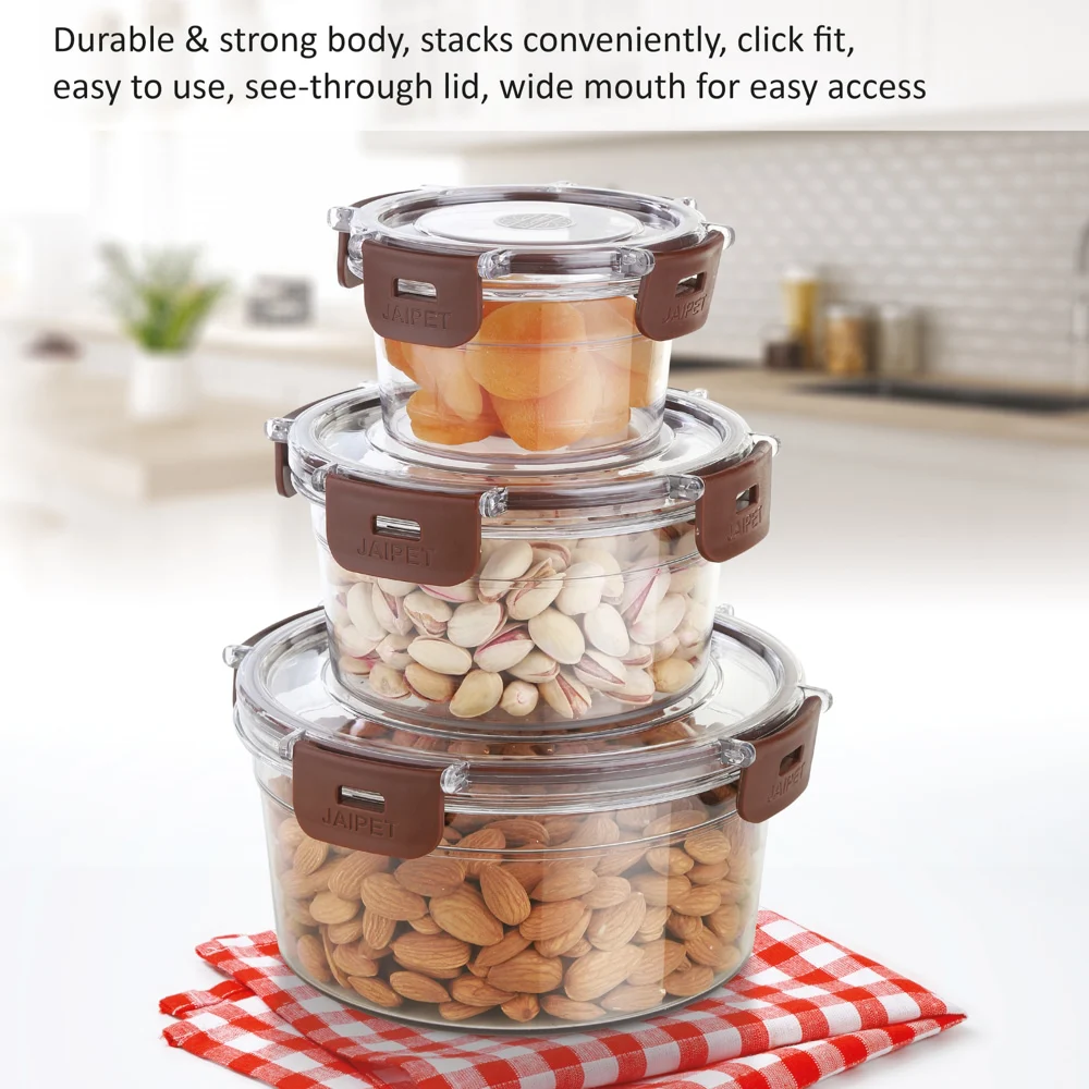 Jaipet Clip & Stack Storage Box (Brown) - Set of 3