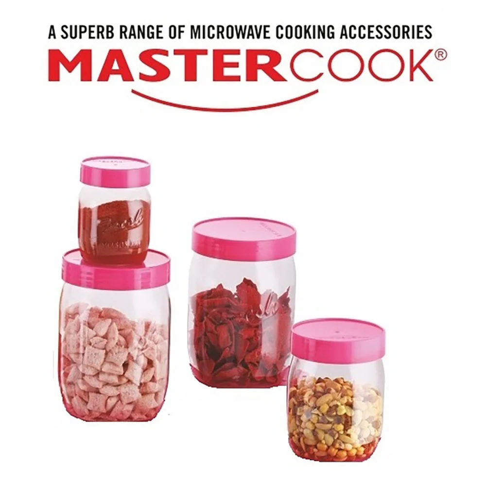 Mastercook Mason Multipurpose Storage Jar - Pink (4 Pieces)