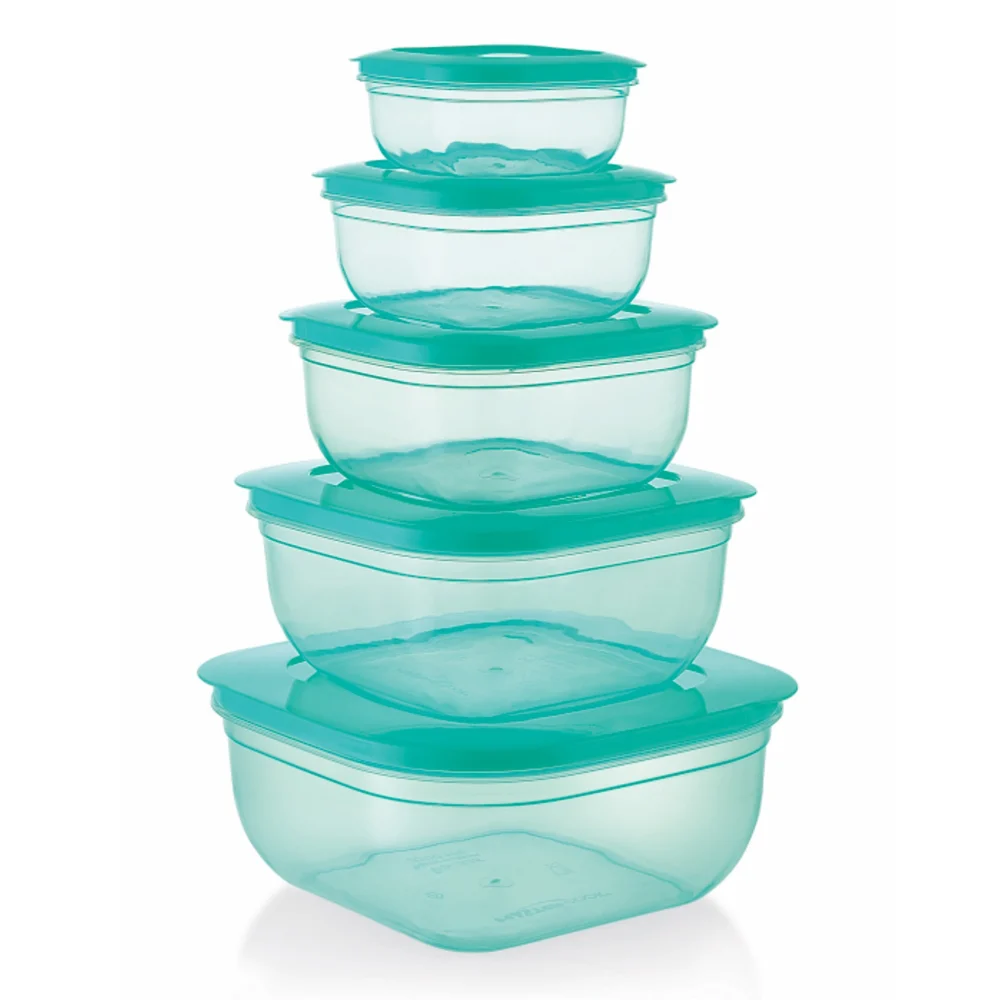 Mastercook Malta Square Storage Container - Sea Green (5 Pieces)