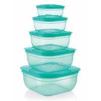 Mastercook Malta Square Storage Container - Sea Green (5 Pieces)