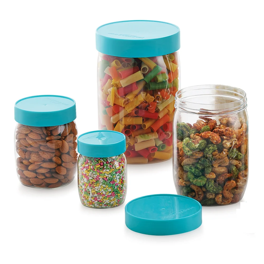 Mastercook Mason Multipurpose Storage Jar - Blue (4 Pieces)