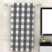 Athom Living Big Checks Bath Towel 210 GSM - Grey (75x150 cm)