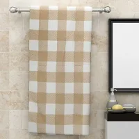 Athom Living Big Checks Bath Towel 210 GSM - Beige (75x150 cm)