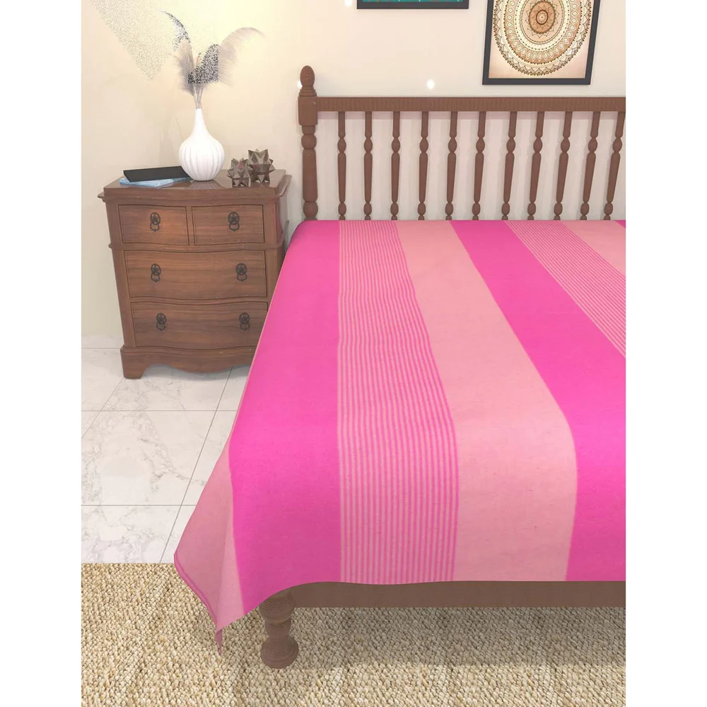 Athom Living Cotton Chaddar Single Stripes (Pink) - 145x224 cm