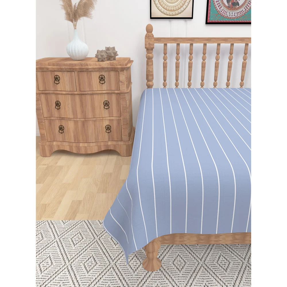 Athom Living Cotton Chaddar Single Ribs (Blue) - 145x224 cm