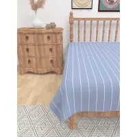 Athom Living Cotton Chaddar Single Ribs (Blue) - 145x224 cm