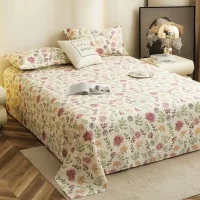 Story At Home Floral King Size Bedsheet 120 GSM (Off White & Pink) - 250 x 270 cm