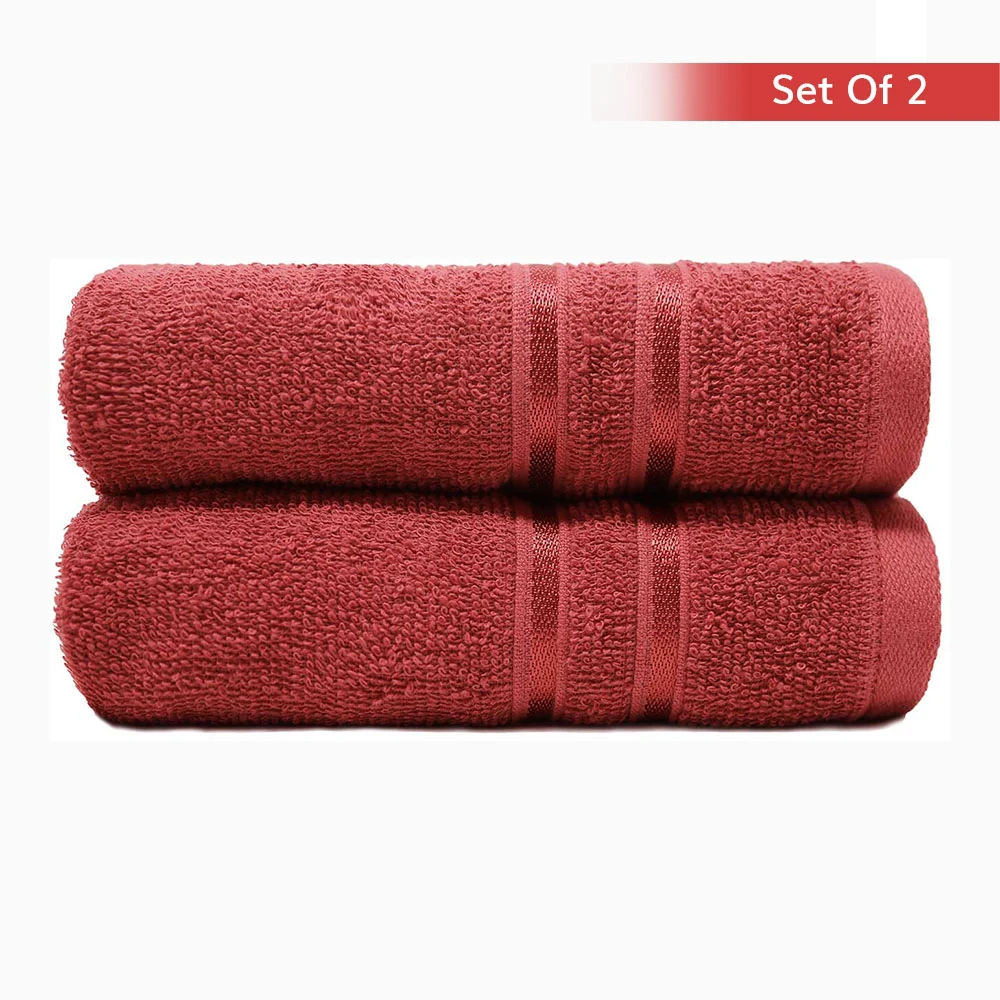 Trident Home Elegance Cl Hand Towel 400 Gsm (Tango Tomato) 40 x 60 cm - Pack Of 2