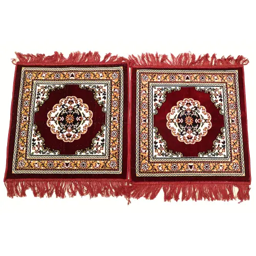 Sheetal World Floor Mat 1919 Aasan Mat (Maroon - D3) 48x48 cm - Set Of 2