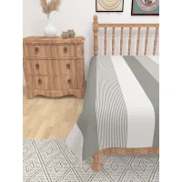 Athom Living Cotton Chaddar Single Stripes (Grey) - 145x224 cm