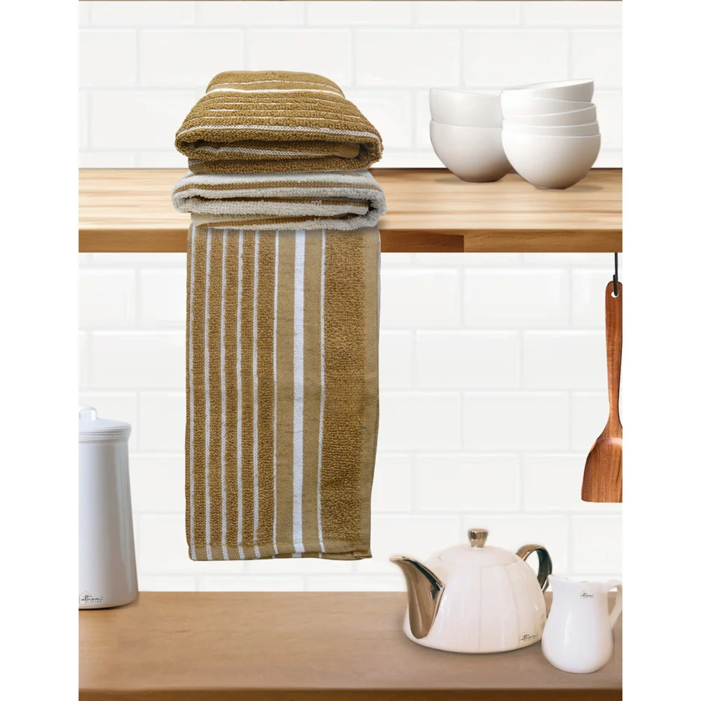 Athom Living Hand Towel Stripes Brown - 45x60 cm