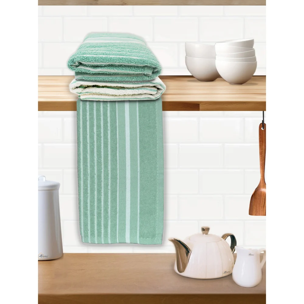 Athom Living Hand Towel Stripes Sea Green - 40x60 cm