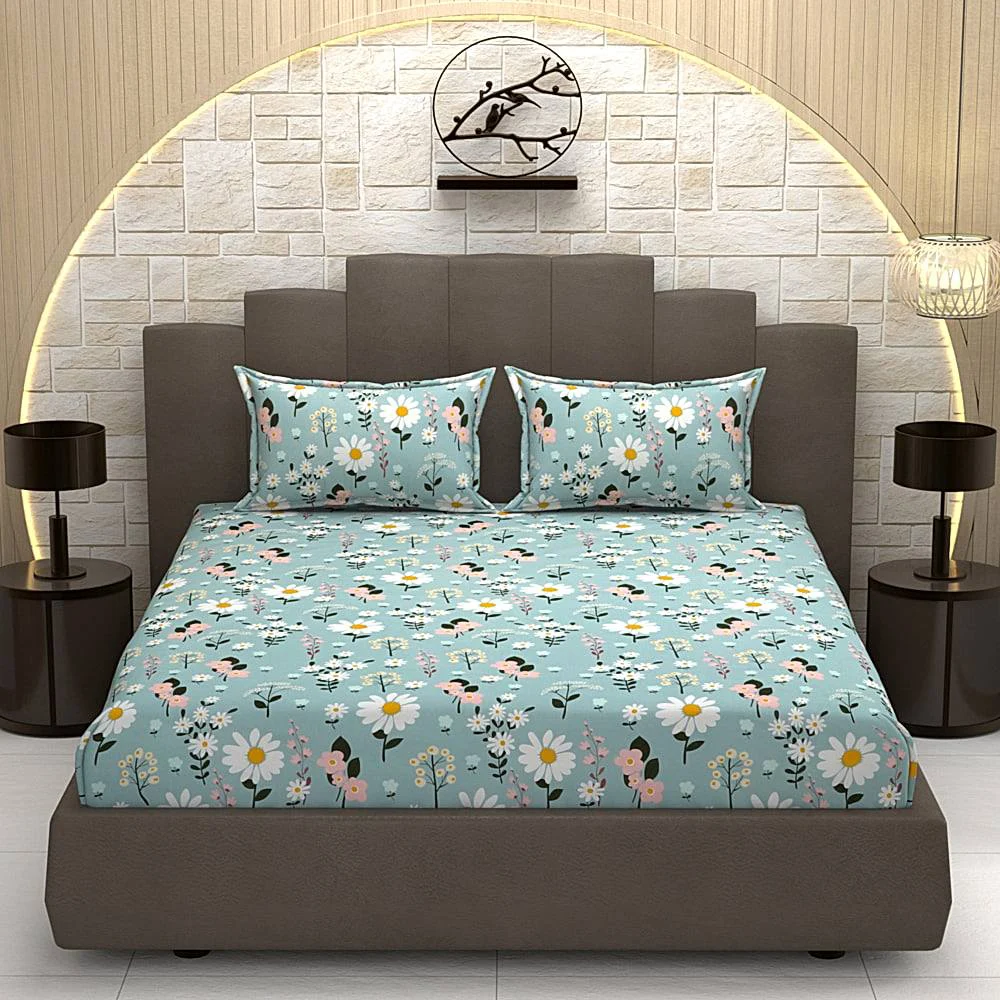 Mafatlal Luxe Double Bedsheet (HFLLBS0049) 120 GSM (Floral) - 227 x 254 cm