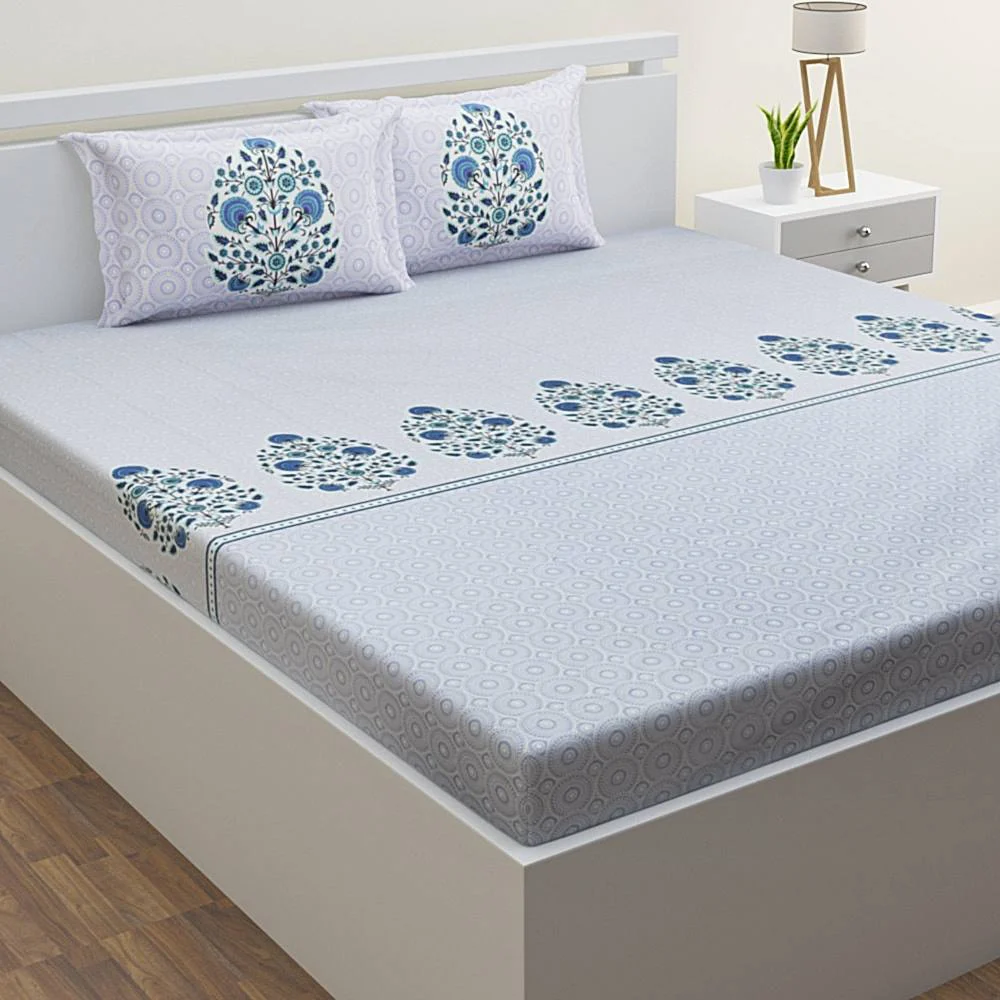 Home Affairs King Size Bedsheet 180 TC (Blue) 275 x 275 cm