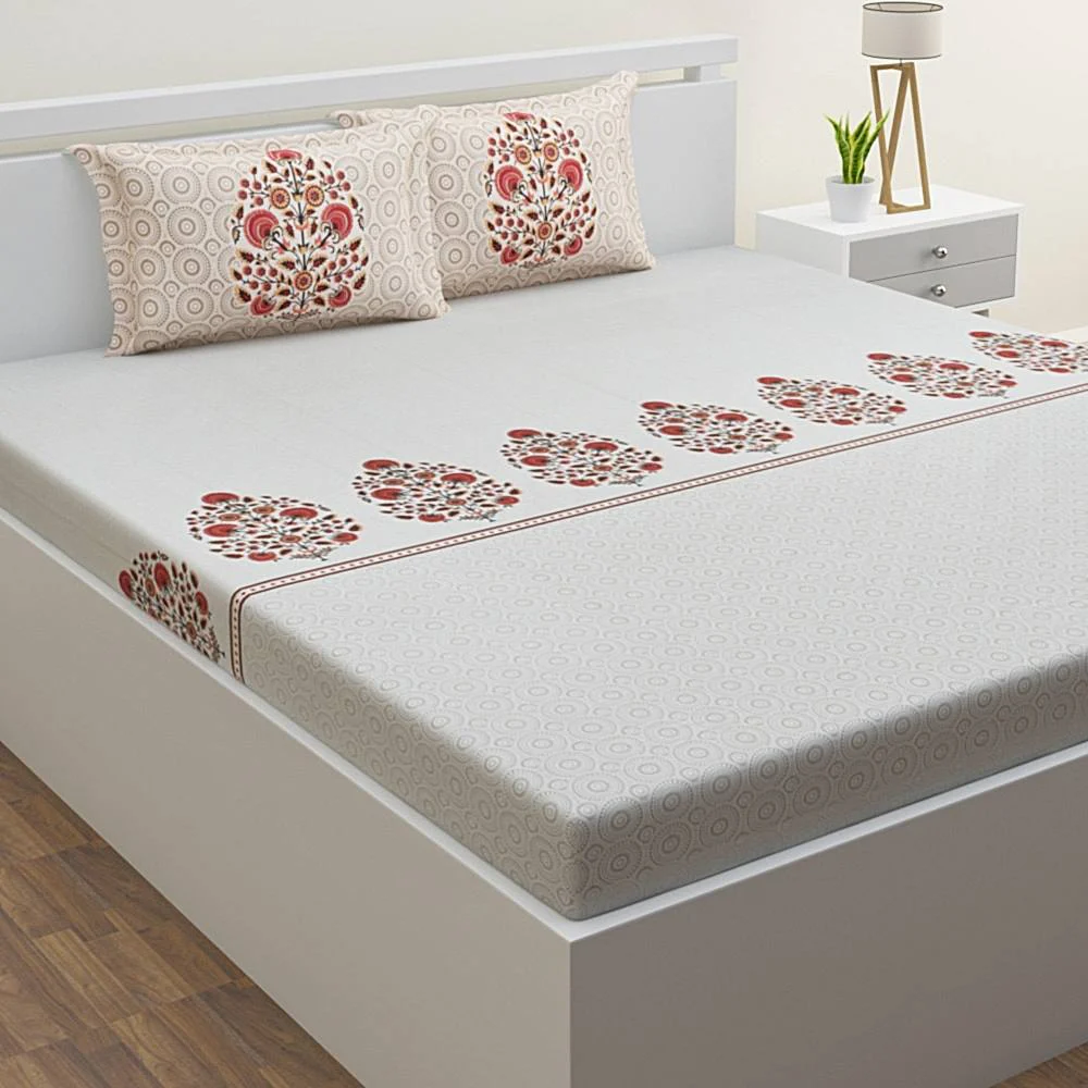 Home Affairs King Size Bedsheet (D2) 180 TC - Red 275 x 275 cm