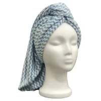 EW Hair Wrap Absorbent Towel for Hair-Drying - Blue - 25x65 cm
