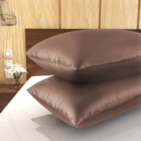 SC Satin Pillow Cover (Brown) 17x27 Inches - Set Of 2