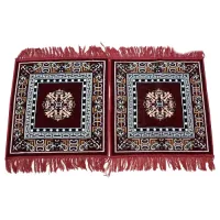 Sheetal World Floor Mat 1919 Aasan Mat (Maroon - D2) 48x48 cm - Set Of 2