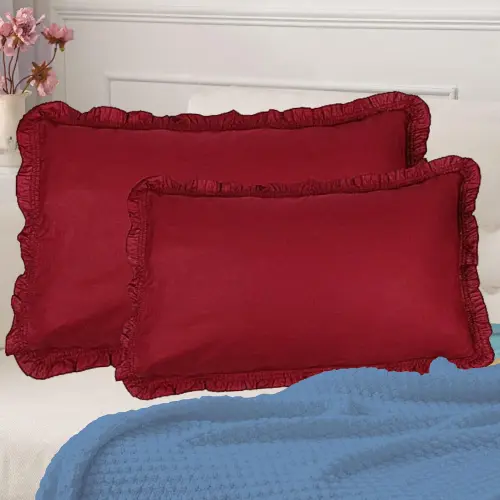 Pillow Cover Cotton Maroon - 16x24 Inches