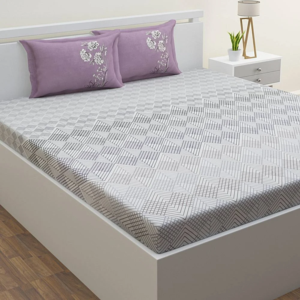Home Affairs King Size Bedsheet (D1) 180 TC - Grey 275 x 275 cm