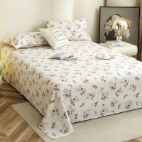 Story At Home Floral King Size Bedsheet 120 GSM (White & Brown) - 250 x 270 cm