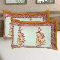 Sheetal World Cotton Pillow Cover - Yellow D6 (43x68 cm) Set Of 2