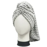 EW Hair Wrap Absorbent Towel for Hair-Drying - Grey - 25x65 cm