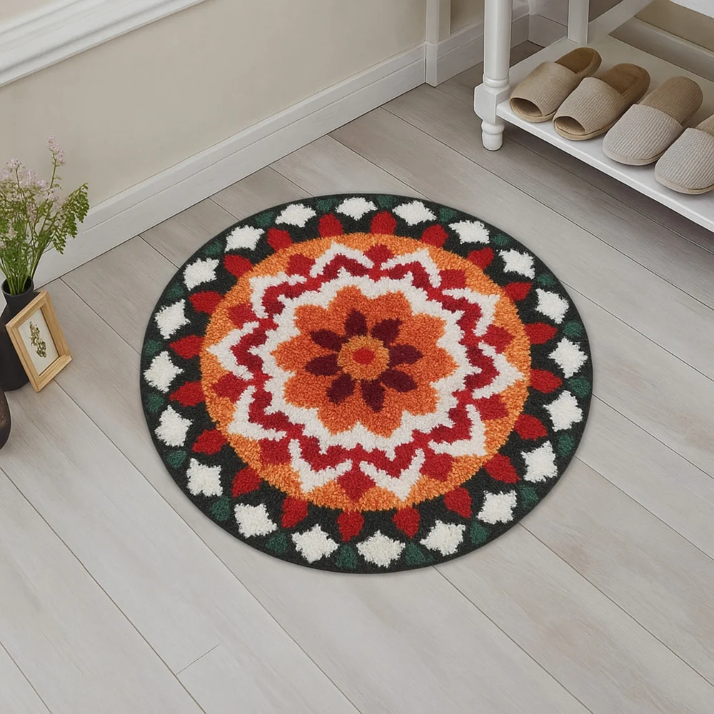 Elegant Weavers Rang Round Doormat (Multi) - 40 x 40 cm