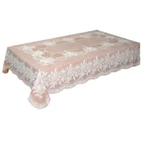VAA Vinyl Blossom Dining Table Cover 6 Seater (132 x 202 cm) - Brown