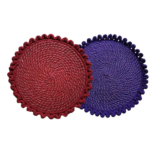 Elegant Weavers Acrylic Round Bathmat - Red & Blue