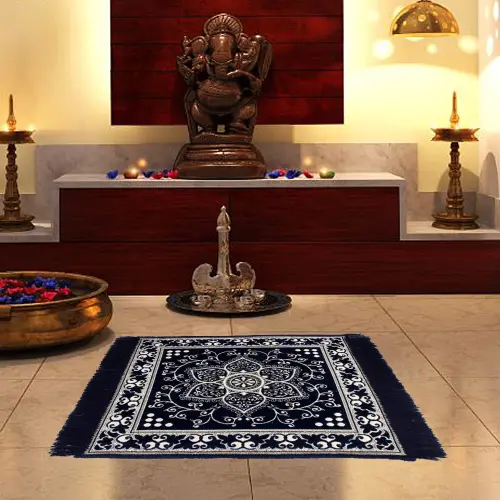 MHF Velvet Polyester Aasan Mat - Blue